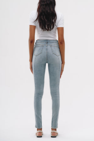 Skinny Jeans Tiro Medio - Azul Roto