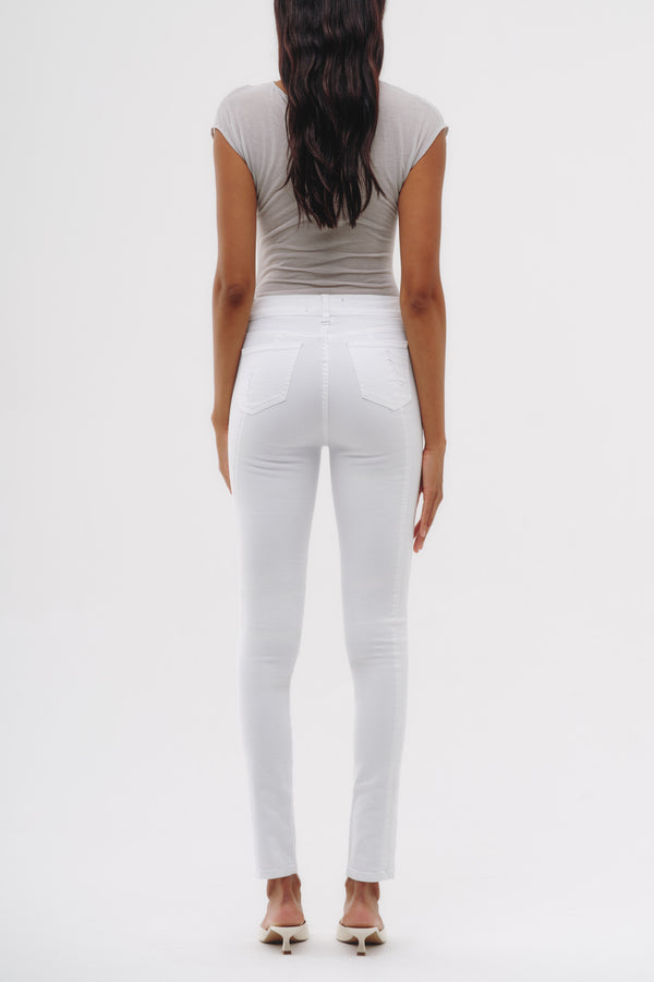 Skinny Jeans Tiro Medio - Blanco