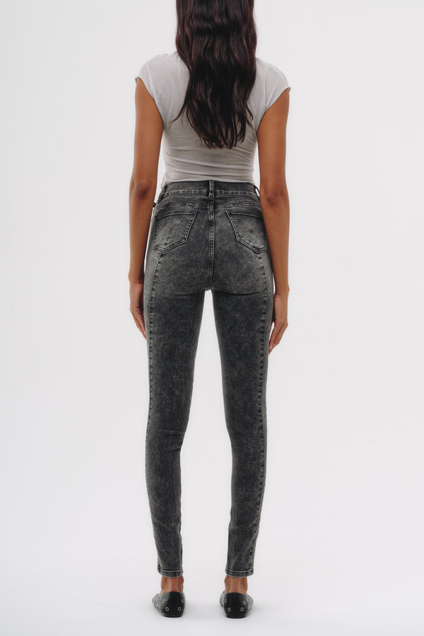 Skinny Jeans Tiro Medio - Gris Oscuro