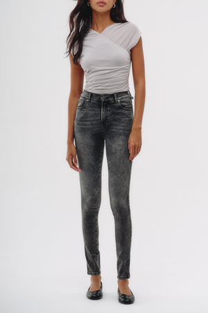 Skinny Jeans Tiro Medio - Gris Oscuro